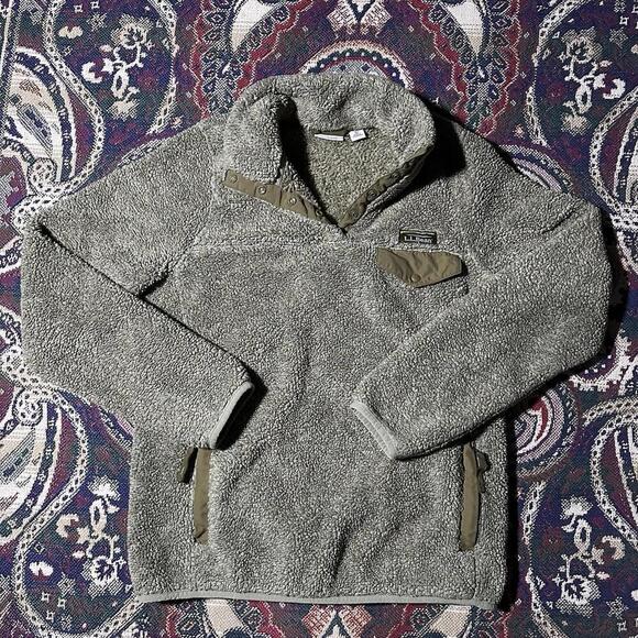 L.L.BEAN Women's Hi-Pile Soft Fleece Pullover Sweater Dark Olive Size XS - Picture 1 of 7